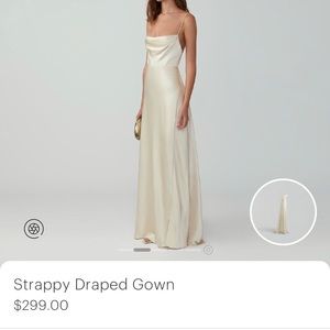 Matte Satin Champagne Fame & Partners Strappy Draped Gown